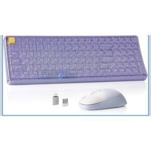 Ubotie Bluetooth Keyboard Purple Transparent Keyboard 84 Rounded Keys
